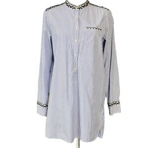 J Crew‎ Womens Dress Medium Blue Striped Cotton Casual Tunic Shirt